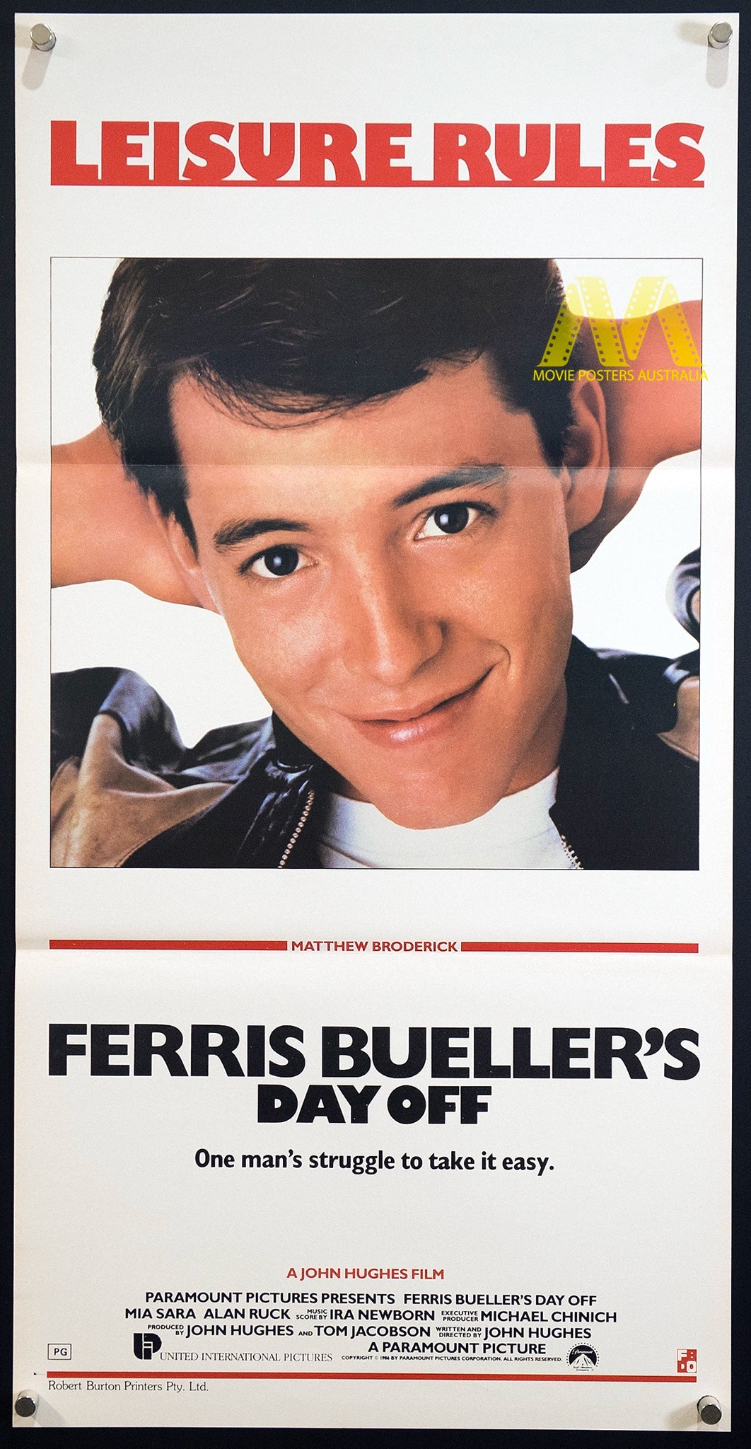 FERRIS BUELLER S DAY OFF 1986 Original Australian Daybill Broderick ferris-bueller-s-day-off-1986-original-australian-daybill-broderick