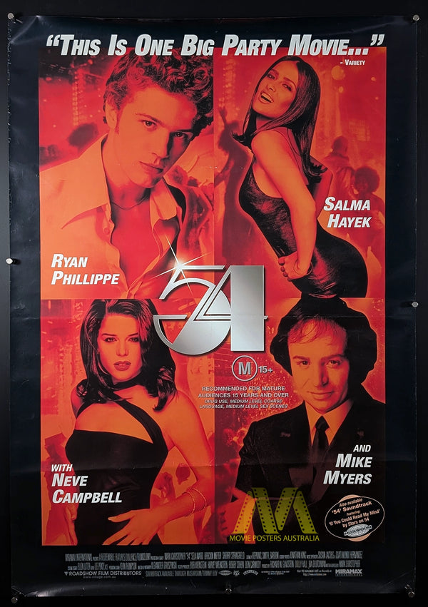 54 (1998) MOVIE POSTER, ORIGINAL ONE SHEET, 27" X 40" PHILLIPPE, HAYEK