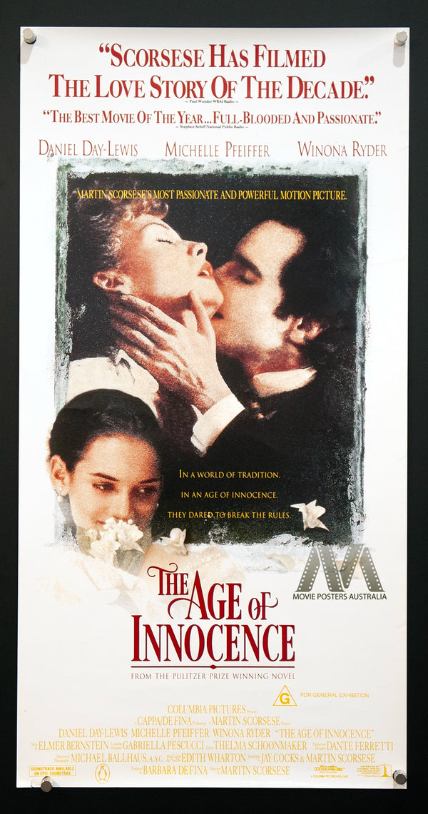 THE AGE OF INNOCENCE (1993) Daniel Day-Lewis, Daybill, VF+ Cond - Movie Posters Australia
