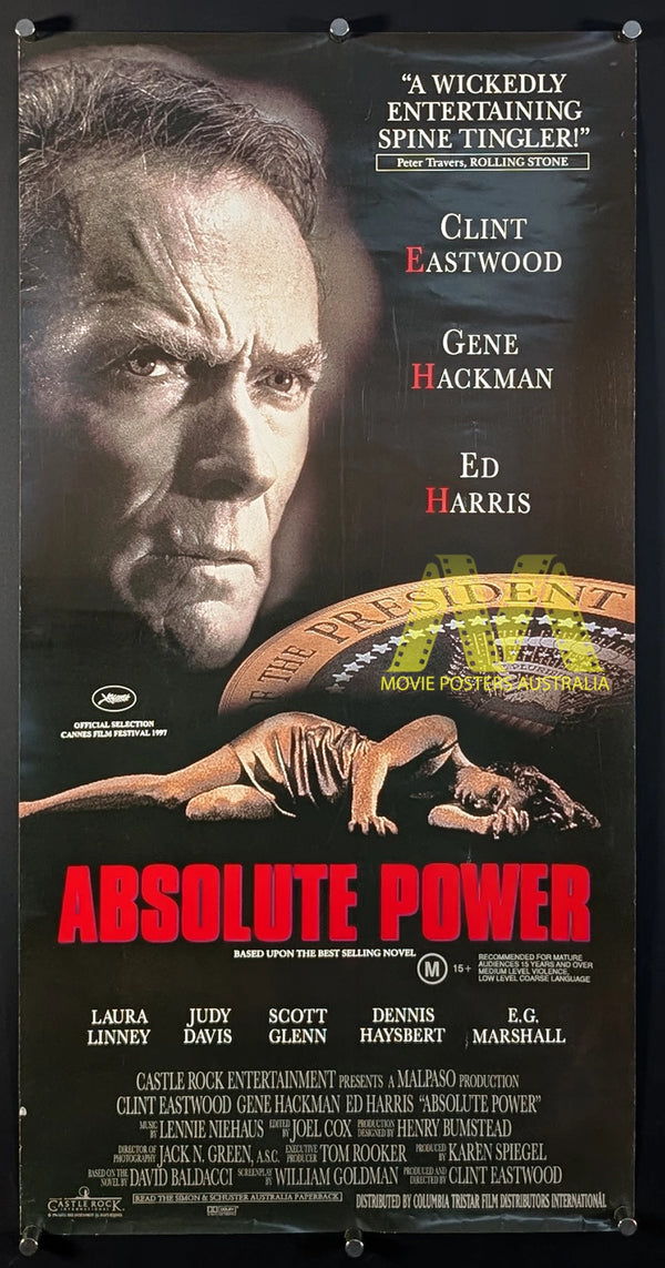 ABSOLUTE POWER (1997) Movie Poster, Daybill, Clint Eastwood, Ed Harris