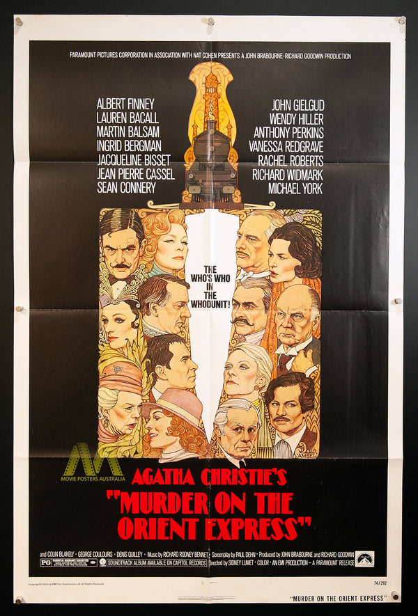 MURDER ON THE ORIENT EXPRESS (1974), US One Sheet Movie Poster, VF - Movie Posters Australia