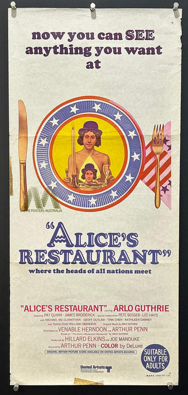 ALICE'S RESTAURANT (1969) Australian Daybill Movie Poster, M.A.P.S. - Movie Posters Australia