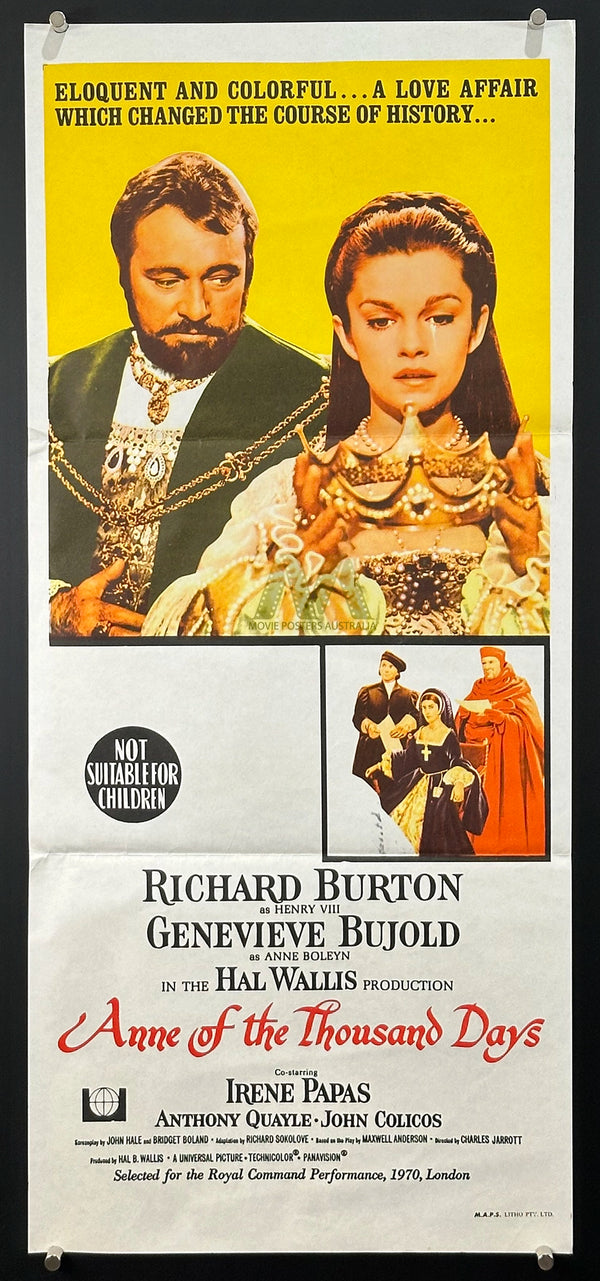 ANNE OF A THOUSAND DAYS (1969) MOVIE POSTER, DAYBILL, KING HENRY VIII