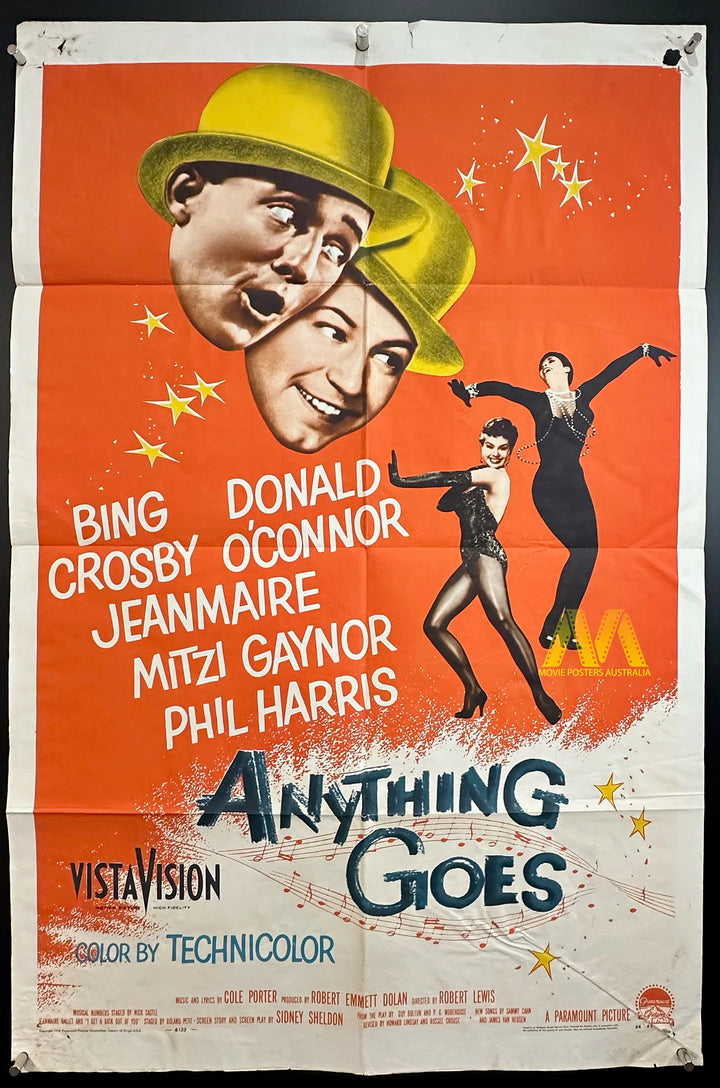 ANYTHING GOES (1956) Movie Poster NSS One Sheet, Bing Crosby, Cole Porter - Movie Posters Australia