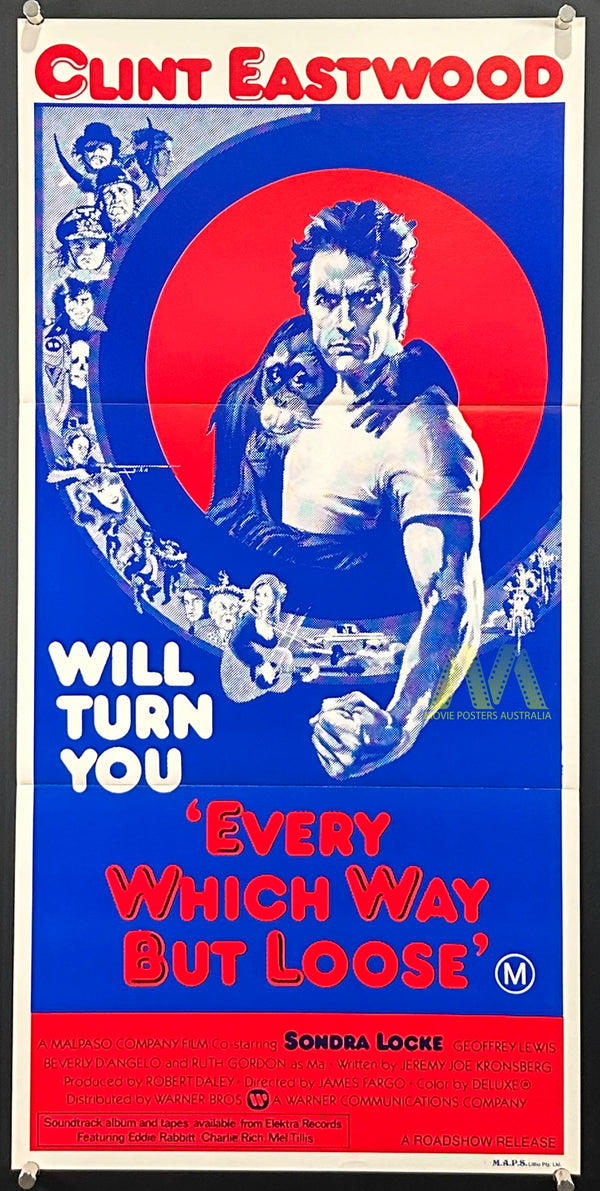 EVERY WHICH WAY BUT LOOSE (1978) MOVIE POSTER, DAYBILL, CLINT EASTWOOD
