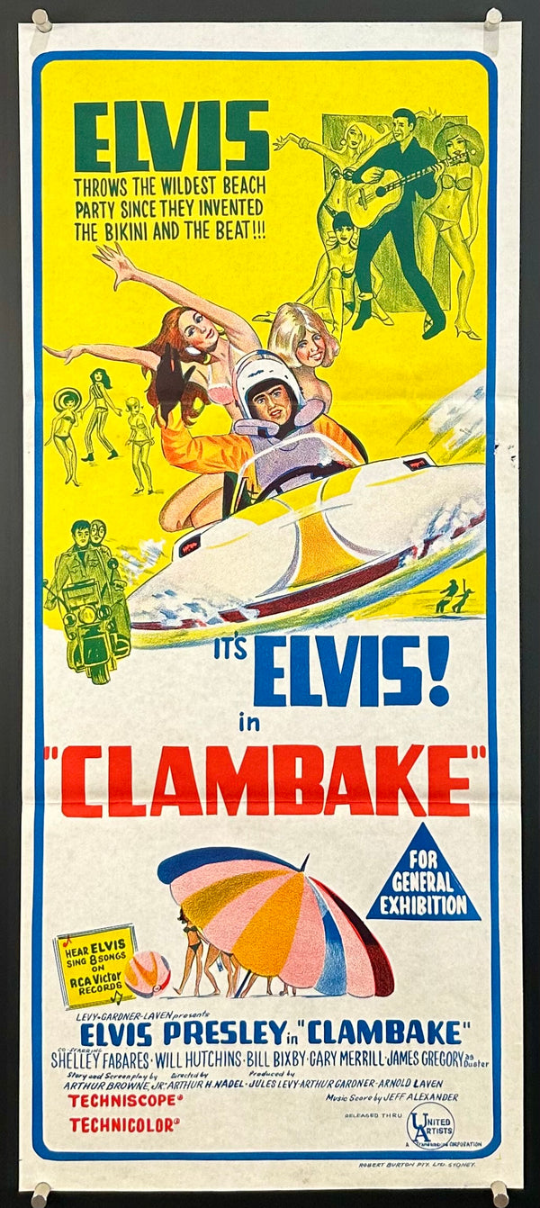 CLAMBAKE (1967) MOVIE POSTER, DAYBILL, ELVIS PRESLEY