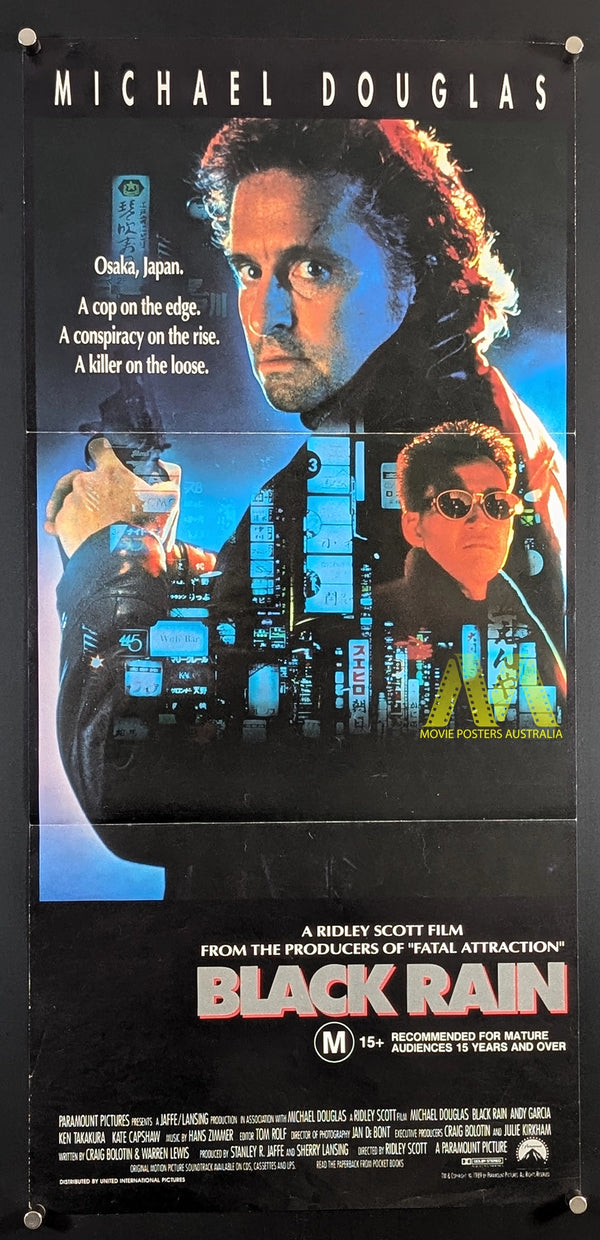 BLACK RAIN (1989) Movie Poster, Daybill, Michael Douglas, Ridley Scott