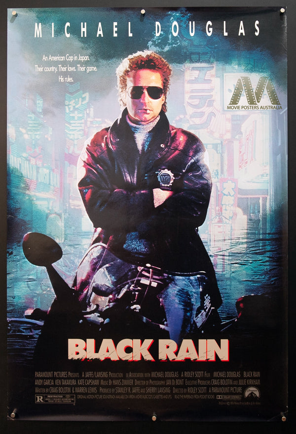 BLACK RAIN (1989) Michael Douglas, US 1 Sheet, VF+ Cond - Movie Posters Australia