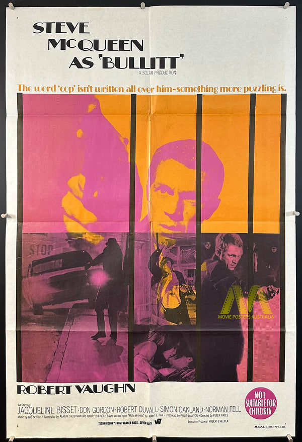 BULLITT (1968) MOVIE POSTER, AUSTRALIAN ONE SHEET, STEVE MCQUEEN