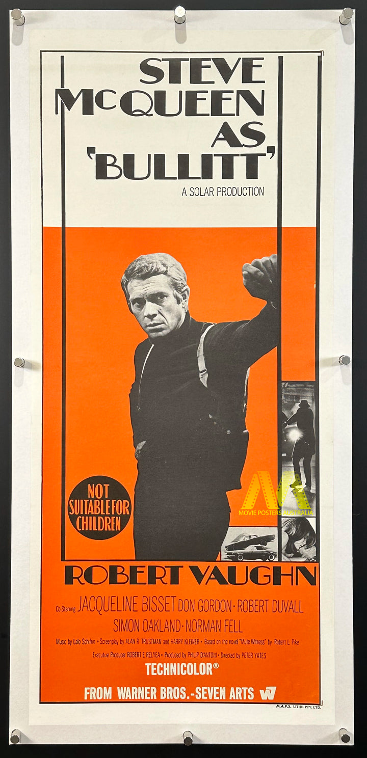 BULLITT (1968) Movie Poster Daybill, Steve McQueen, Robert Vaughan - Movie Posters Australia