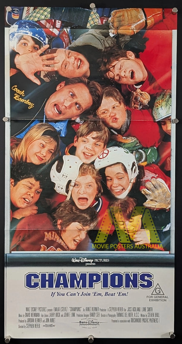 CHAMPIONS AKA THE MIGHTY DUCKS (1992) MOVIE POSTER, ORIGINAL DAYBILL
