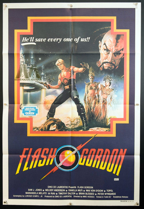 FLASH GORDON (1980) Sam J Jones, Australian One (1) Sheet - Movie Posters Australia