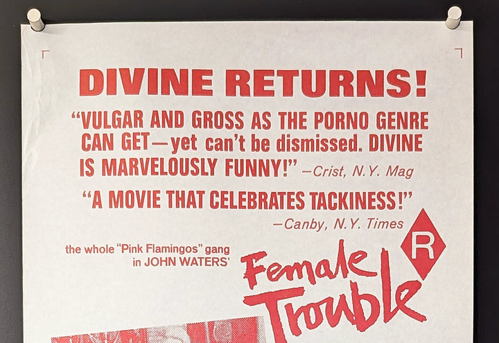 FEMALE TROUBLE (1974) Daybill Poster, John Waters, Divine, VERY RARE - Movie Posters Australia