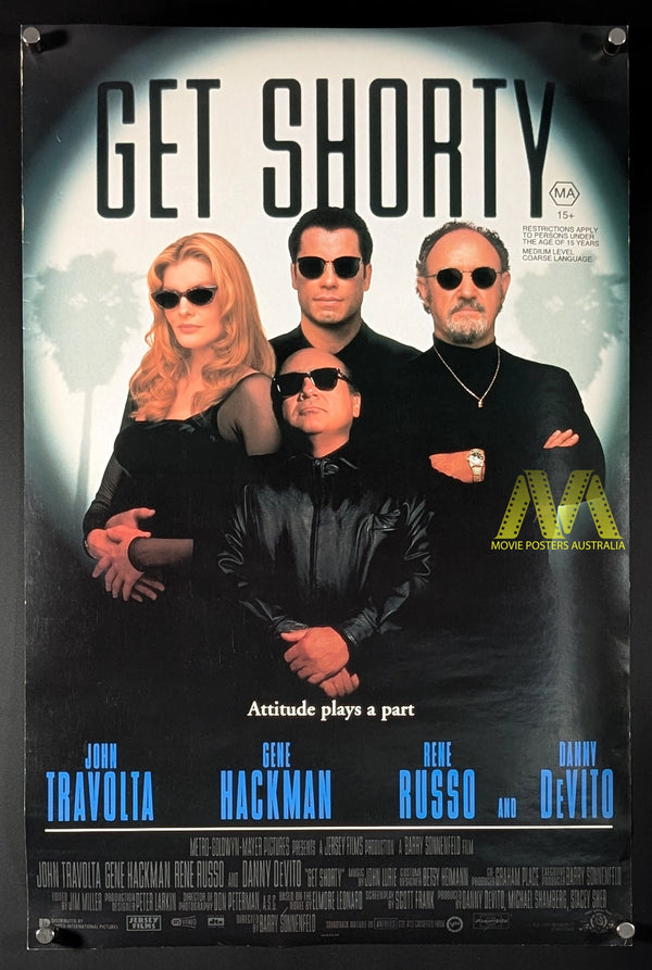 GET SHORTY (1995) Mini Movie Poster, Double Sided, Travolta, Hackman - Movie Posters Australia