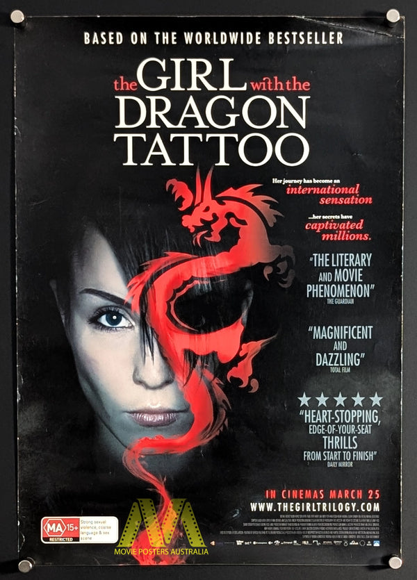 THE GIRL WITH THE DRAGON TATTOO (2011) Movie Poster, Advance Mini, RARE