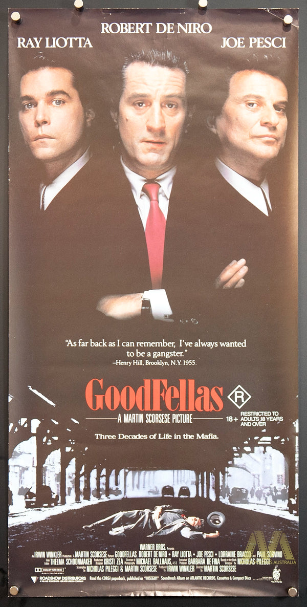 GOODFELLAS (1990) Robert DeNiro, Daybill, VF Condition - Movie Posters Australia