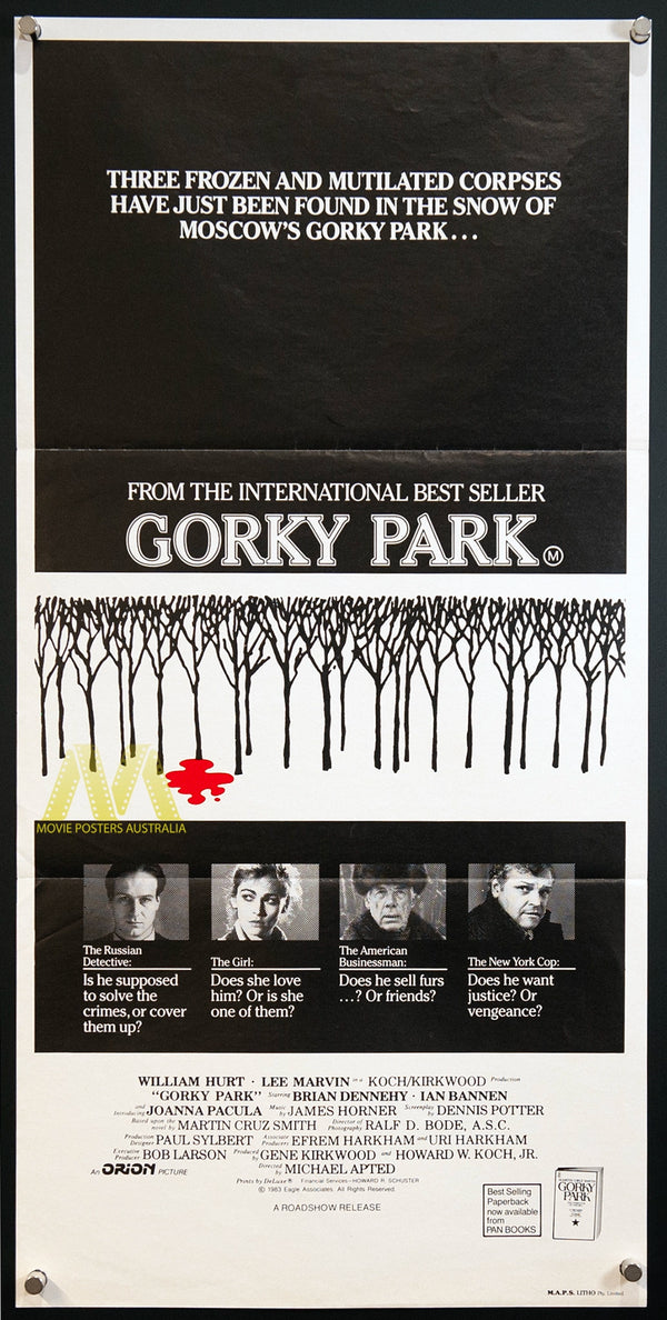 GORKY PARK (1983) William Hurt, Lee Marvin, Daybill, VF+ Cond - Movie Posters Australia