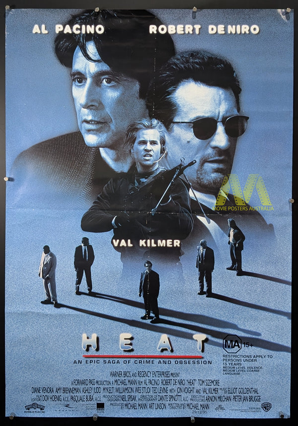 HEAT (1995) Movie Poster, Australian One Sheet, Michael Mann, CRIME
