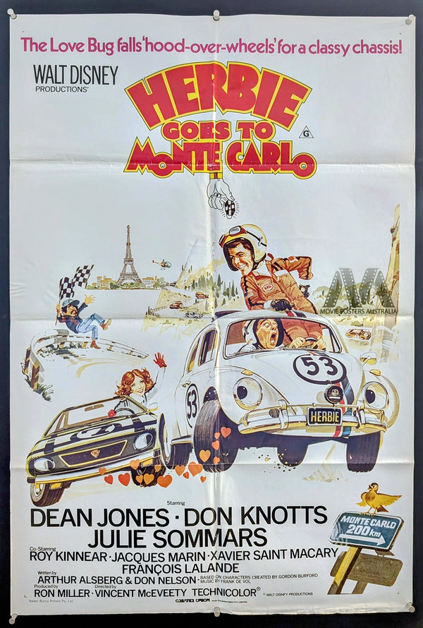 HERBIE GOES TO MONTE CARLO (1977) Movie Poster, One Sheet, RARE