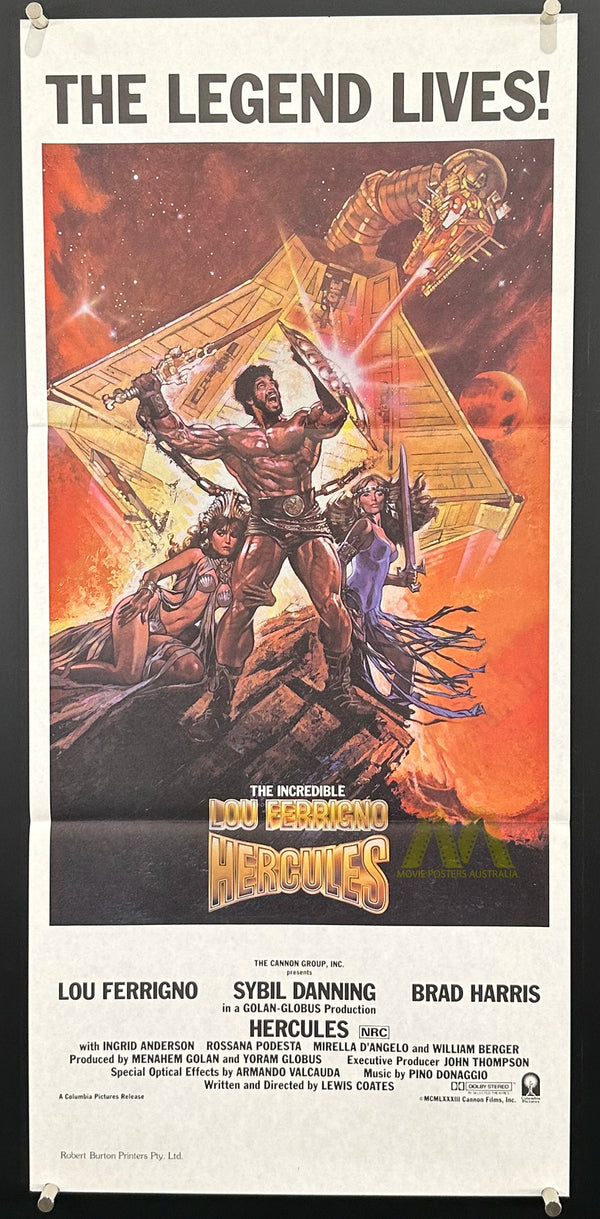 HERCULES (1983) MOVIE POSTER, ORIGINAL DAYBILL, LOU FERRIGNO, FANTASY