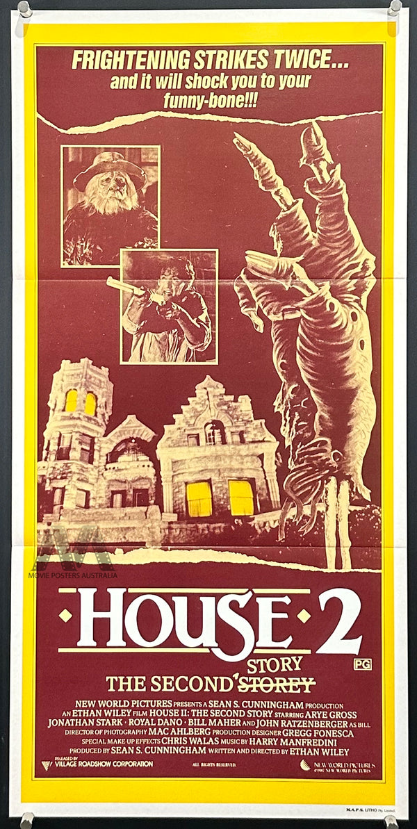 HOUSE 2: THE SECOND STORY (1987) MOVIE POSTER, DAYBILL, HORROR COMEDY