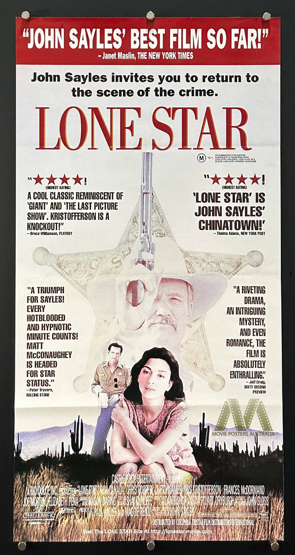 LONE STAR (1996) MOVIE POSTER, DAYBILL, RARE, KRIS KRISTOFFERSON