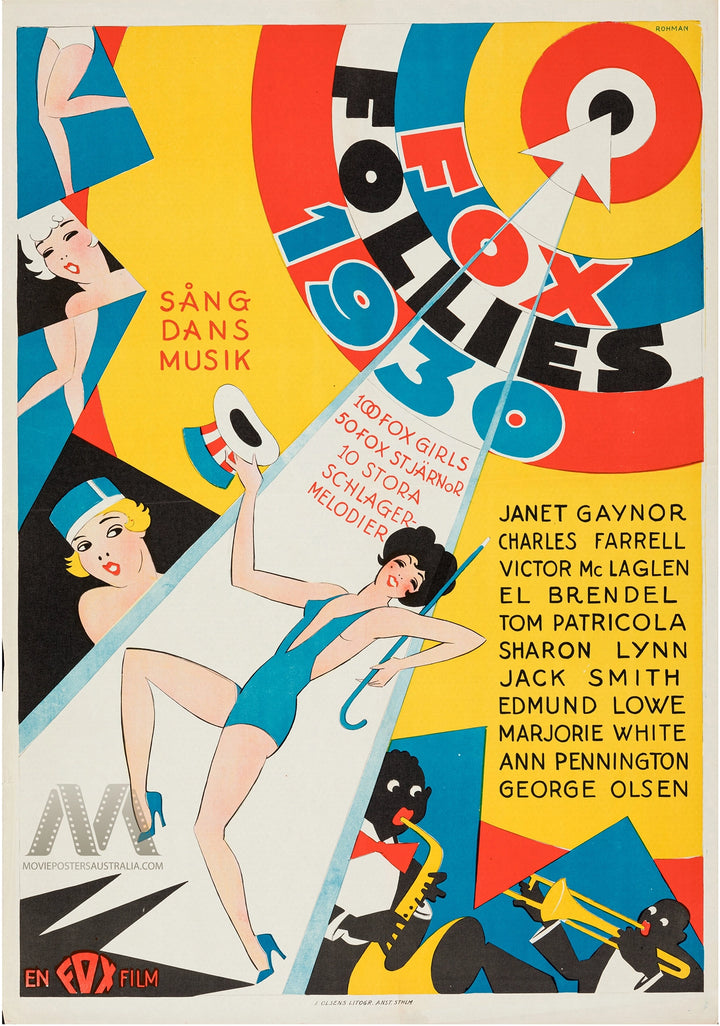 NEW MOVIETONE FOLLIES 0F 1930 (1930) Swedish 1Sh Movie Poster - Movie Posters Australia