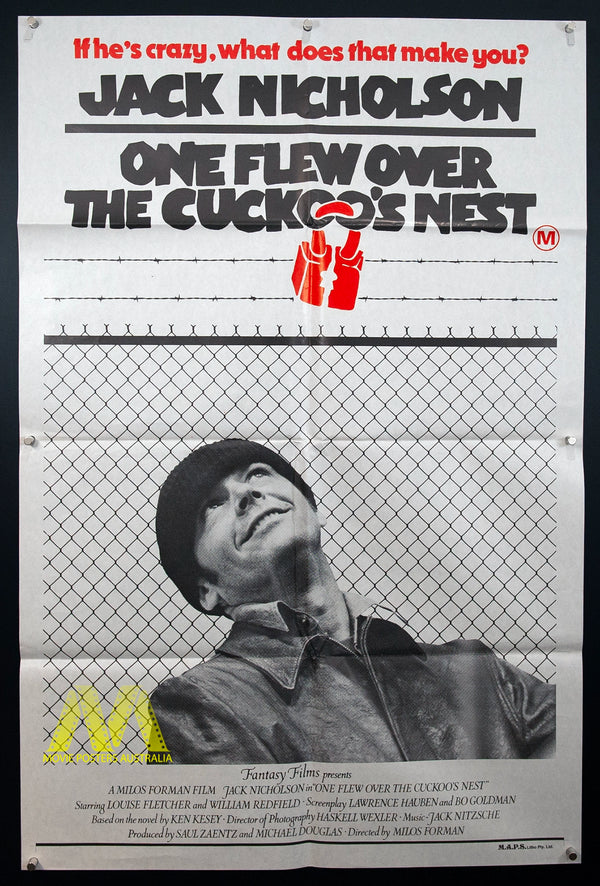 ONE FLEW OVER THE CUCKOOS NEST (1975) Australian 1 Sheet Movie Poster - Movie Posters Australia