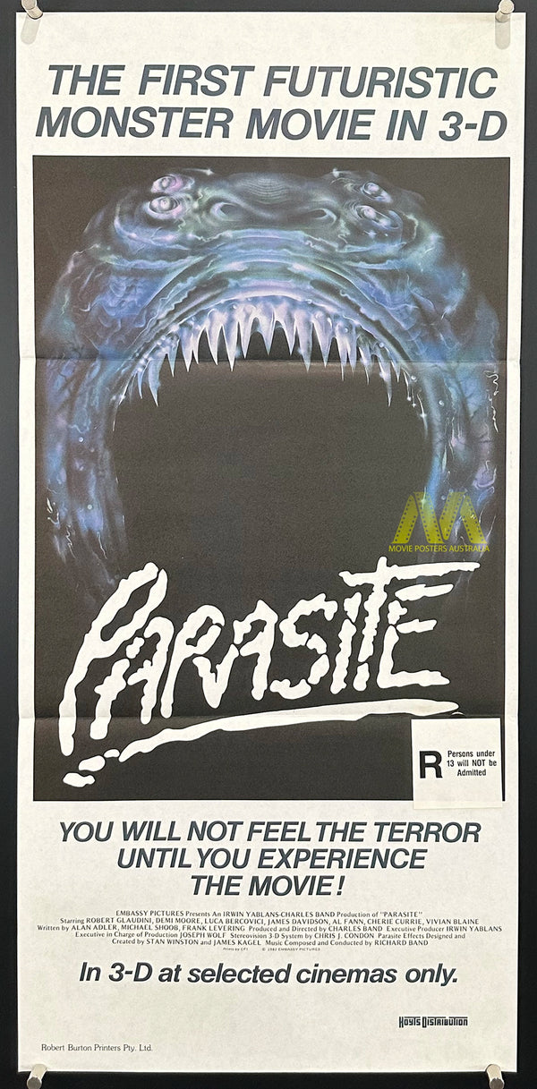 PARASITE (1982) MOVIE POSTER, ORIGINAL DAYBILL, HORROR, DEMI MOORE