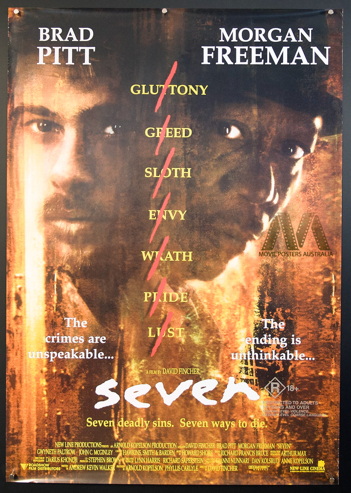SEVEN (1995) Brad Pitt, Morgan Freeman, Australian 1 Sheet - Movie Posters Australia