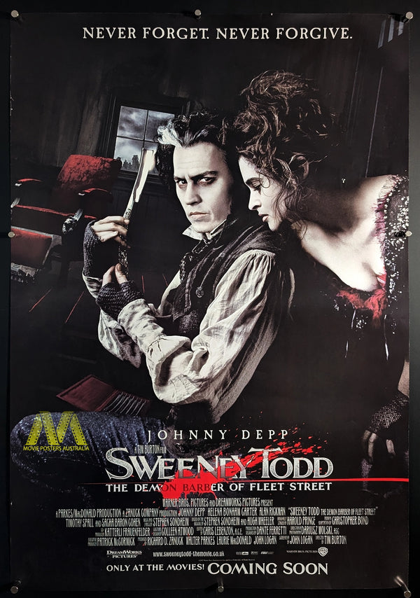 SWEENEY TODD, THE DEMON BARBER OF FLEET ST (2007) Movie Poster, UK 1 Sheet