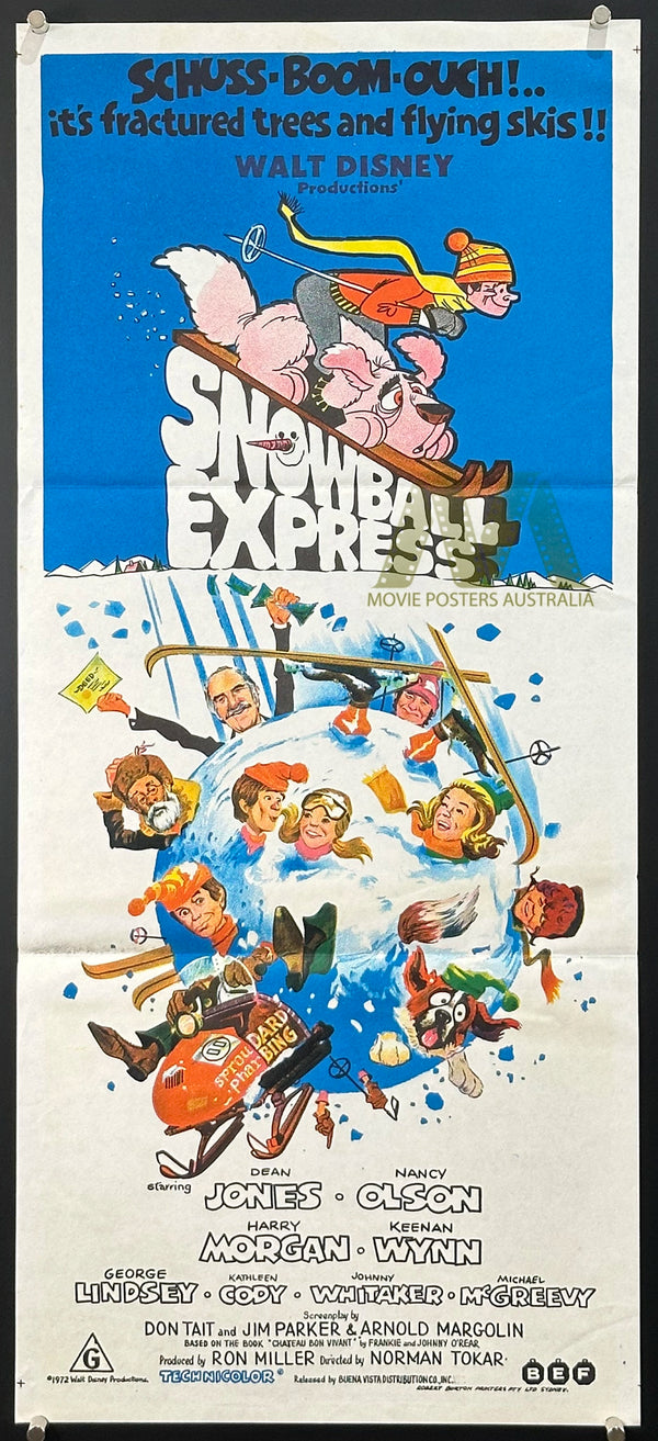 SNOWBALL EXPRESS (1972) MOVIE POSTER, DAYBILL, DISNEY, DEAN JONES