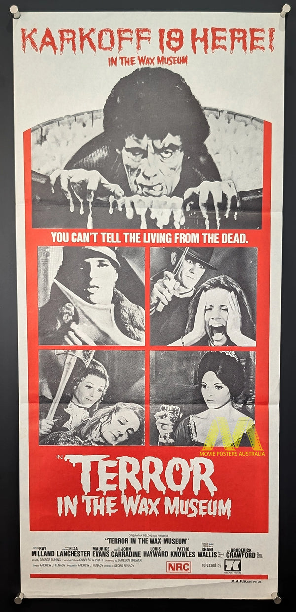 TERROR IN THE WAX MUSEUM (1974) Movie Poster, Daybill HORROR