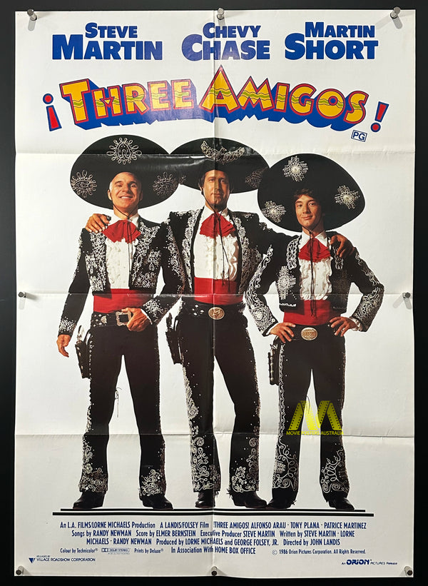 THREE AMIGOS (1986) Australian One Sheet Movie Poster - Movie Posters Australia