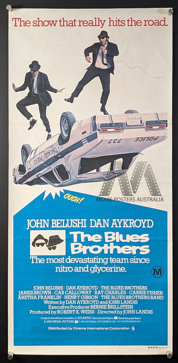 THE BLUES BROTHERS (1980) MOVIE POSTER, DAYBILL, BELUSHI, ACKROYD VF+