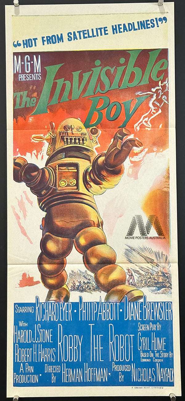 THE INVISIBLE BOY (1957) Australian Daybill Movie Poster, NM Cond - Movie Posters Australia