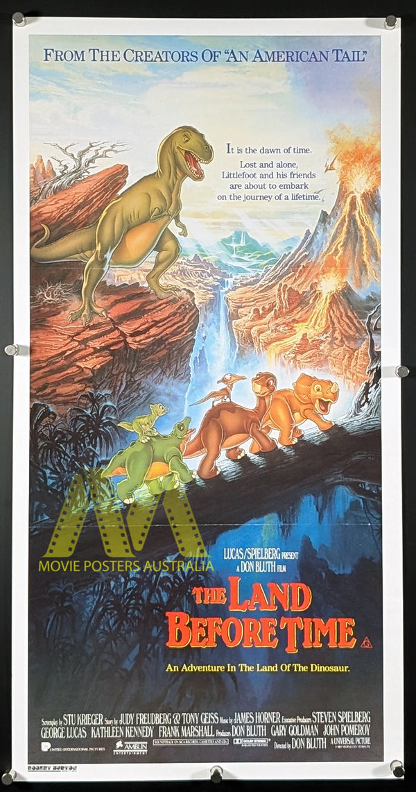 THE LAND BEFORE TIME (1988) Movie Poster, Daybill, Animated, LUCASFILM