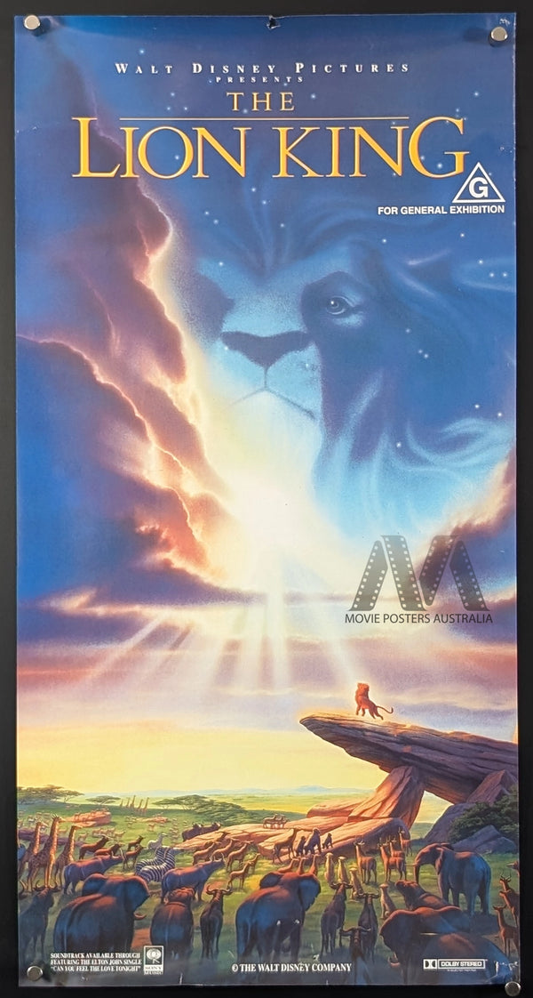 THE LION KING (1994) MOVIE POSTER, ORIGINAL DAYBILL, DISNEY ANIMATED
