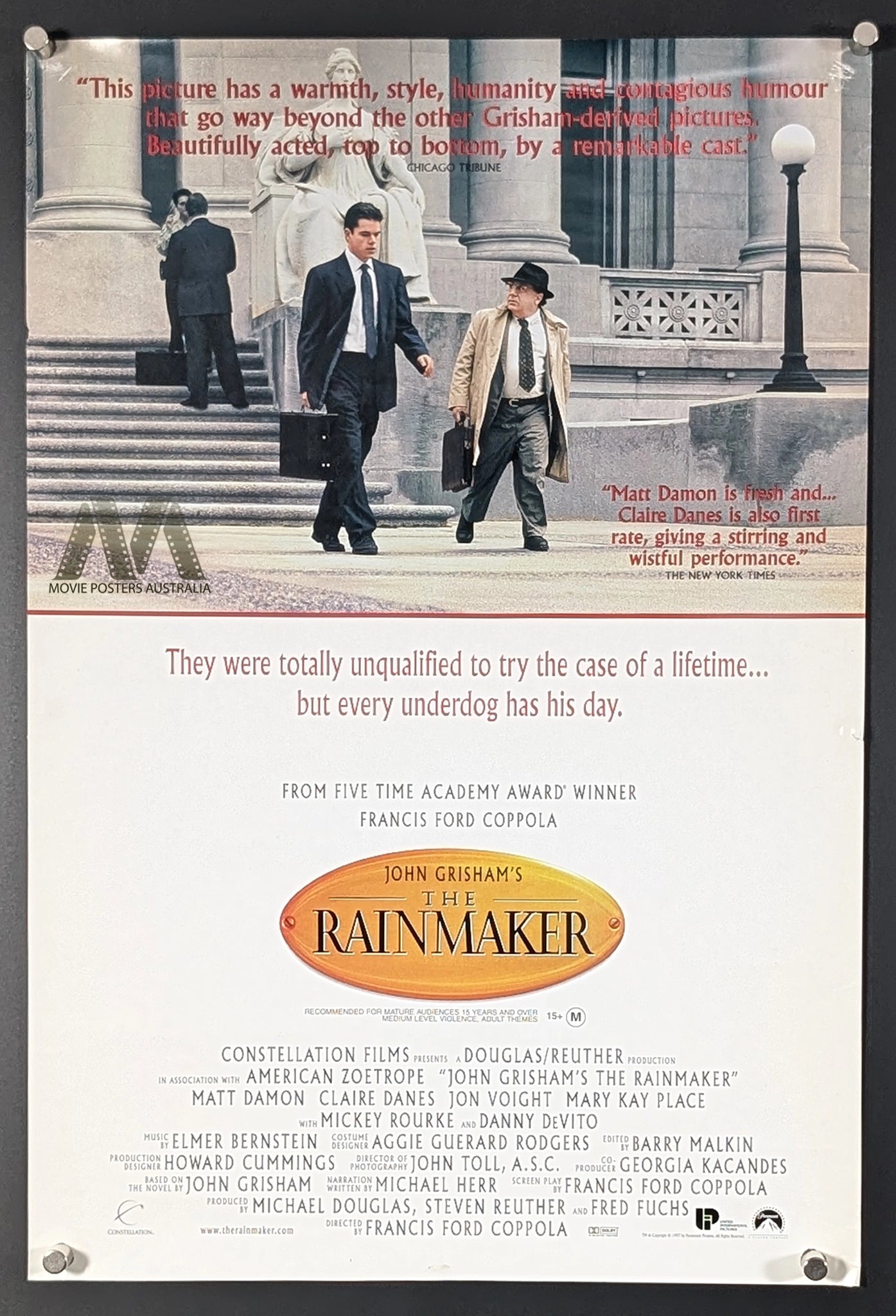 Reenmaker THE RAINMAKER (1997) Movie Poster, Daybill, Matt Damon, Danny DeVito ...