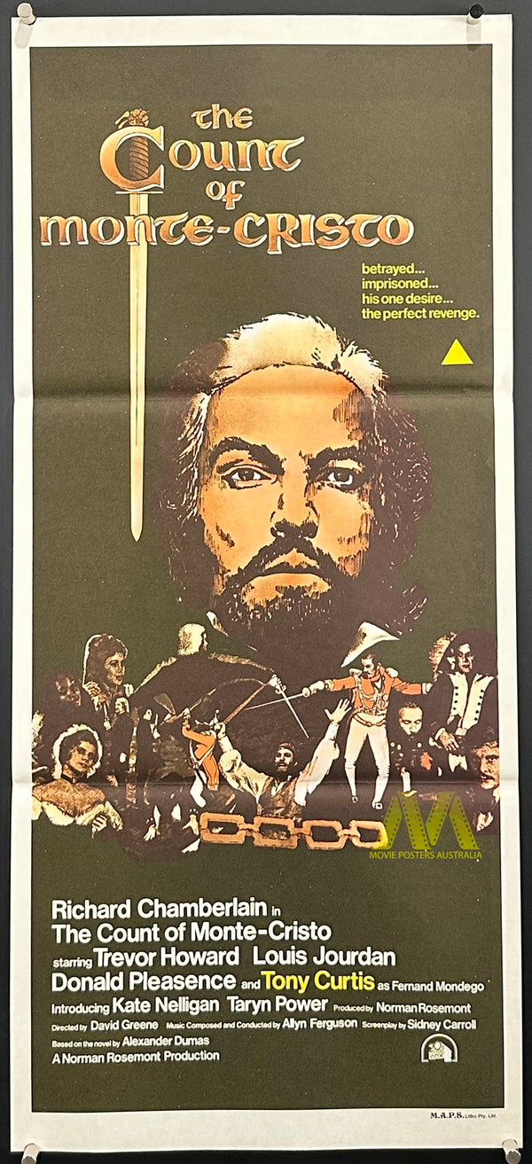 THE COUNT OF MONTE CRISTO (1975) MOVIE POSTER, DAYBILL, TV MOVIE
