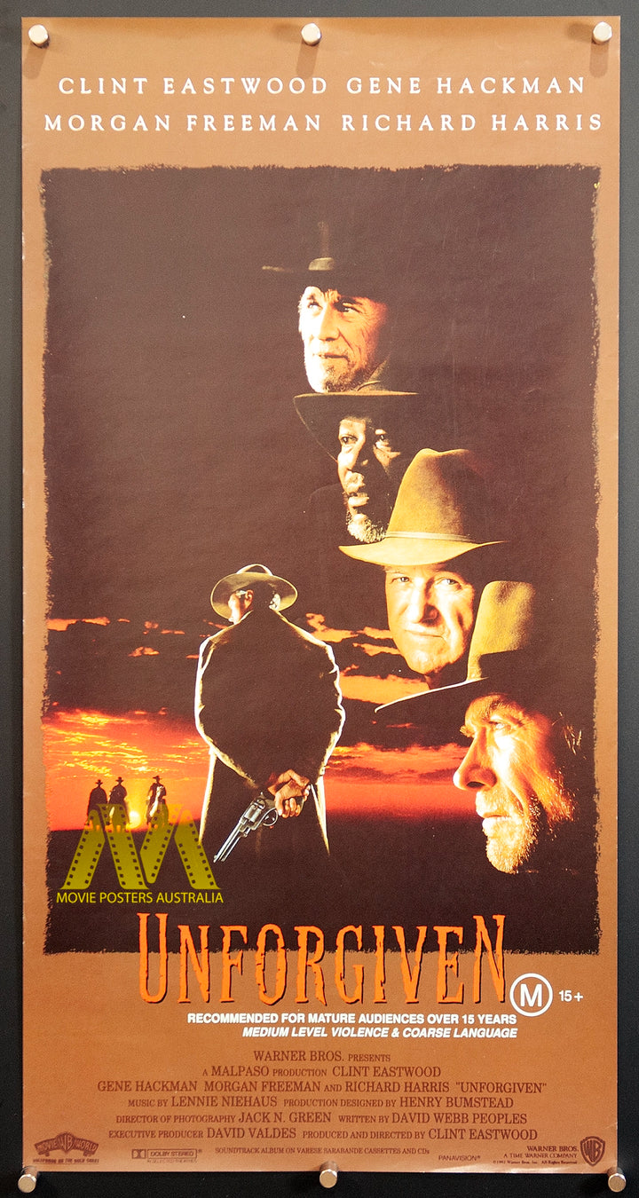 UNFORGIVEN (1992) Clint Eastwood, Gene Hackman, Daybill, VF cond - Movie Posters Australia