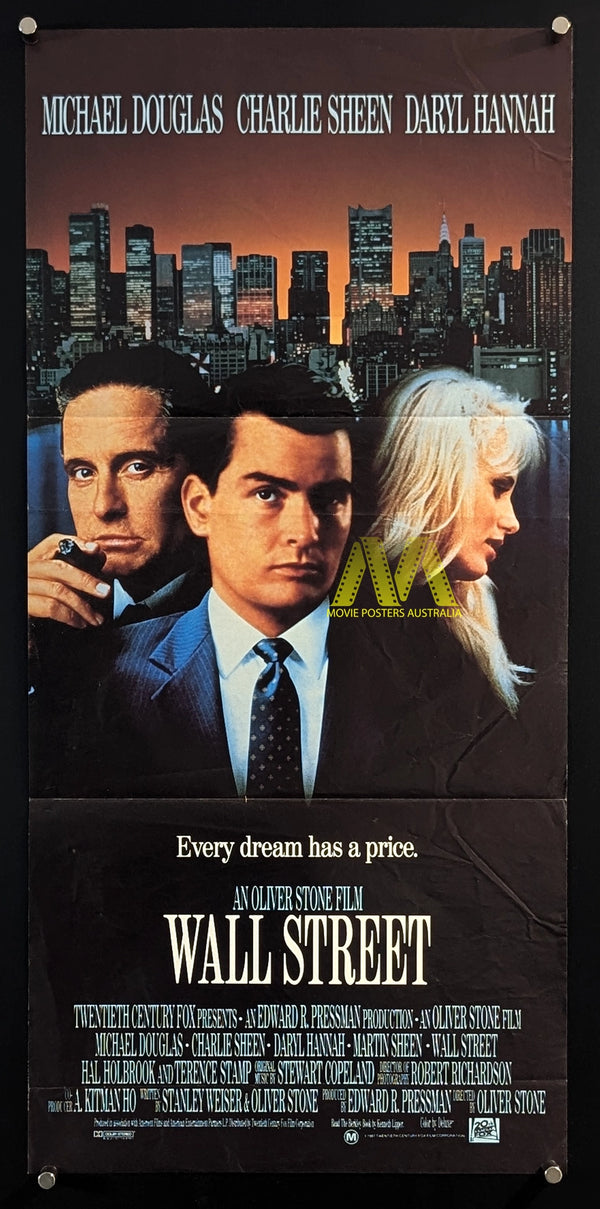 WALL STREET (1987) Movie Poster, Original Daybill, Oliver Stone