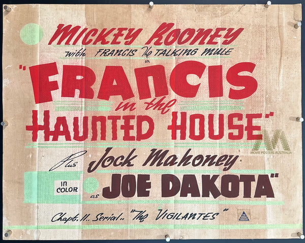 FRANCIS AND THE HAUNTED HOUSE (1956) HANDPAINTED SIGN, Very RARE